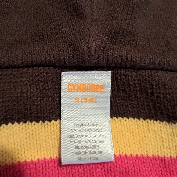 Gymboree girls size small long striped button up hooded sweater fall colors - Picture 4 of 4